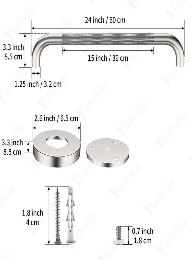 YuanDe 4 Pack 24 Inch Shower Grab Bar, YuanDe Brushed Nickel Bathroom Grab Bar Handle w/Anti-Slip Knurled Grip, Stainless Steel Bath Balance Bar, 1.25" Diameter Safety Hand Rail Support,Handicap Elderly - Image 2