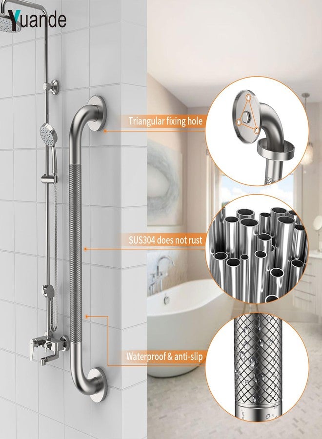 YuanDe 4 Pack 24 Inch Shower Grab Bar, YuanDe Brushed Nickel Bathroom Grab Bar Handle w/Anti-Slip Knurled Grip, Stainless Steel Bath Balance Bar, 1.25" Diameter Safety Hand Rail Support,Handicap Elderly - Image 4