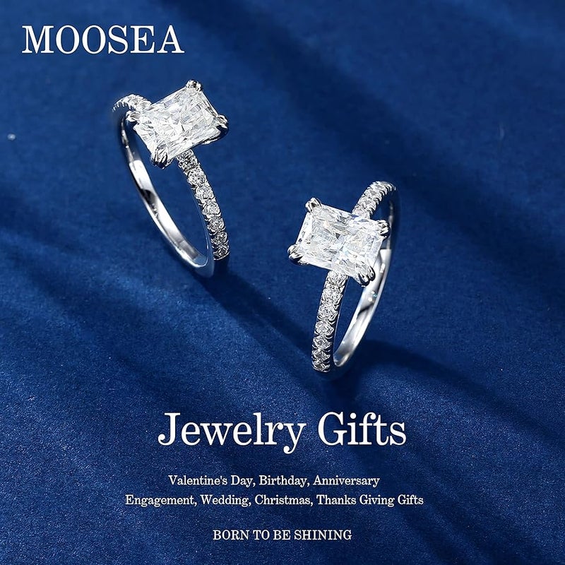 MOOSEA خواتم مويسانيت من موسيا 2 قيراط مشعة للنساء، خواتم خطوبة مويسانيت بلون D VVS1 نقاء مختبر من الذهب الابيض عيار 14 قيراط، خواتم خطوبة مويسانيت مزدوجة المخلب للنساء والزوجة والصديقة - Image 2