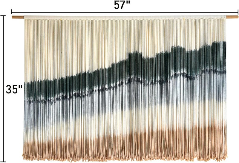 IOWER Large Macrame Wall Hanging Dip Dye Craftsmanship Fiber Yarn Wall Art Boho Wall Decor Home Decor 57''W x 35''L - Image 5