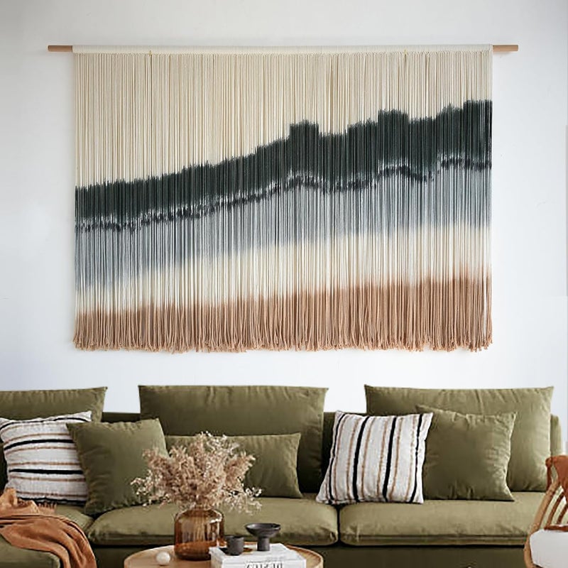 IOWER Large Macrame Wall Hanging Dip Dye Craftsmanship Fiber Yarn Wall Art Boho Wall Decor Home Decor 57''W x 35''L - Image 3