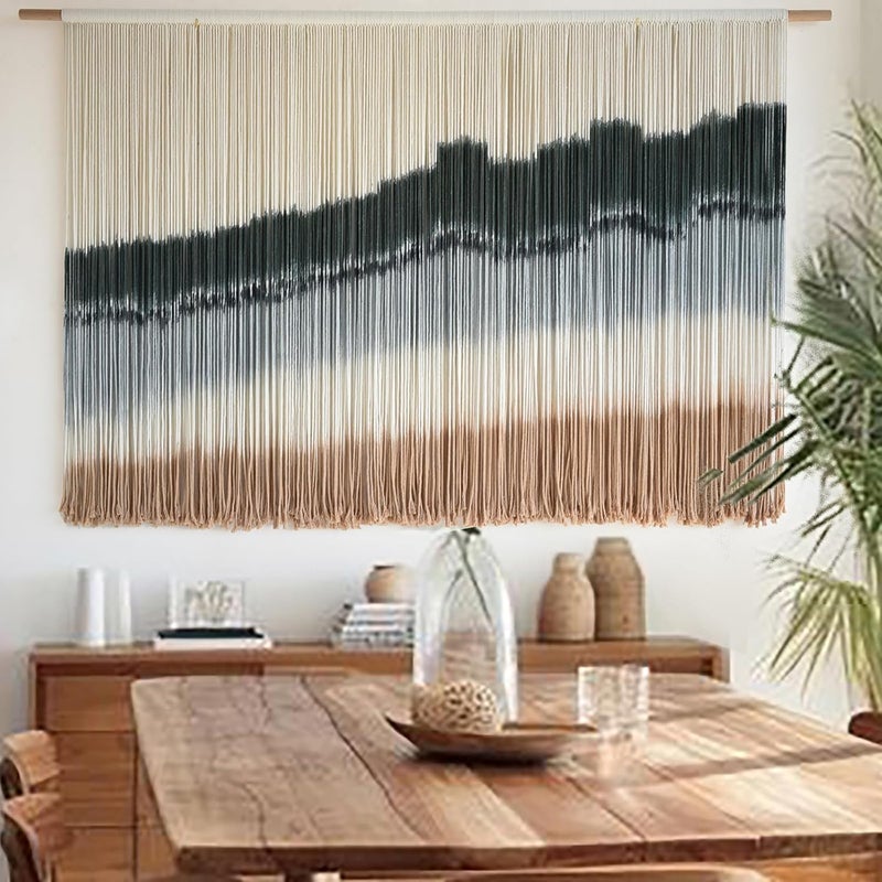 IOWER Large Macrame Wall Hanging Dip Dye Craftsmanship Fiber Yarn Wall Art Boho Wall Decor Home Decor 57''W x 35''L - Image 2