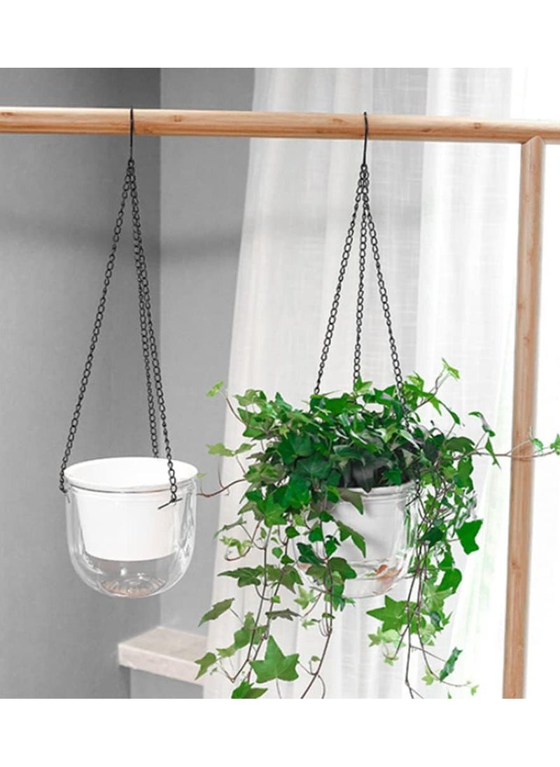 vsell24 - Hanging Self-Watering Planter with Clear Pot and Chain – Modern Hydroponic Plant Container - Image 1