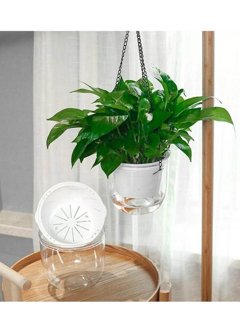 vsell24 - Hanging Self-Watering Planter with Clear Pot and Chain – Modern Hydroponic Plant Container - Image 1