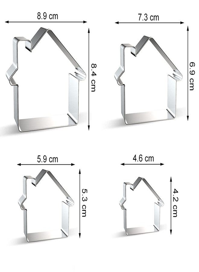 azflyife House Cookie Cutters Shapes Set - 4 Pieces Gingerbread House Real Estate Cookie Cutter Biscuit Mold for DIY Chirstmas Day Holiday Party Decorations - Stainless Steel Azflyife - Image 2