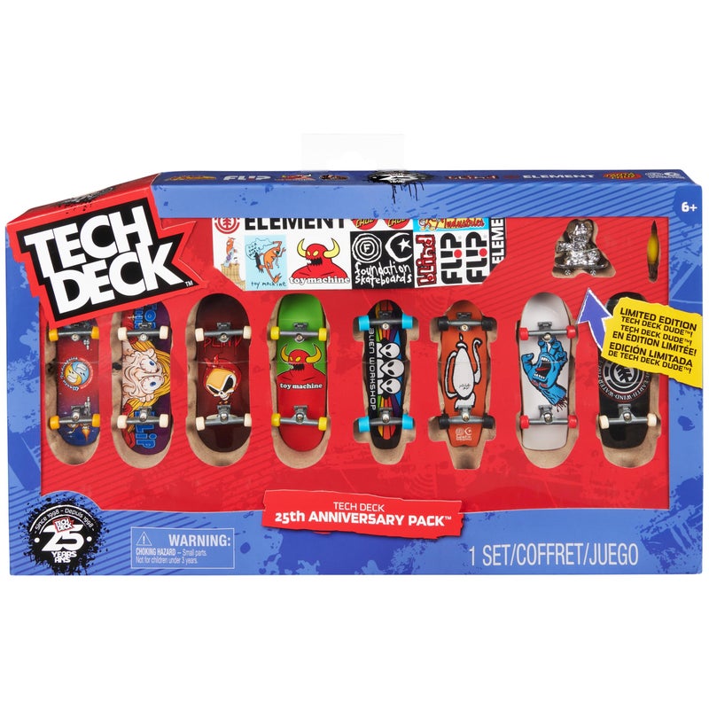 Tech Deck 25th Anniversary 8Pack Fingerboards with Exclusive Figure Collectible and Customisable Mini Skateboards Kids Toys for Ages 6 and up - Image 2
