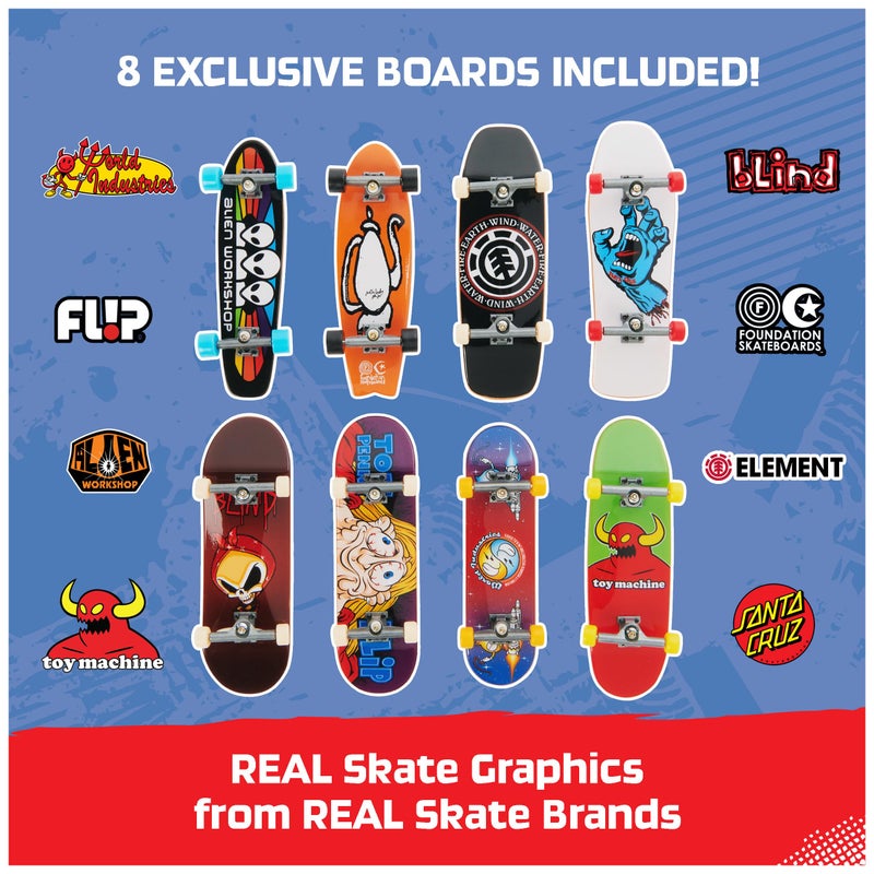 Tech Deck 25th Anniversary 8Pack Fingerboards with Exclusive Figure Collectible and Customisable Mini Skateboards Kids Toys for Ages 6 and up - Image 3