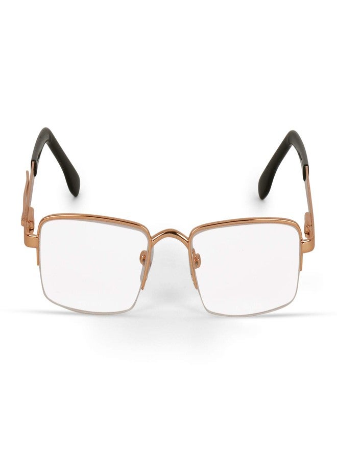 AEC MetalRead Rectangle Half Rim Power Reading Glasses With Pen Clip & Smart Carry Case (+2.50, Gold) - Image 3