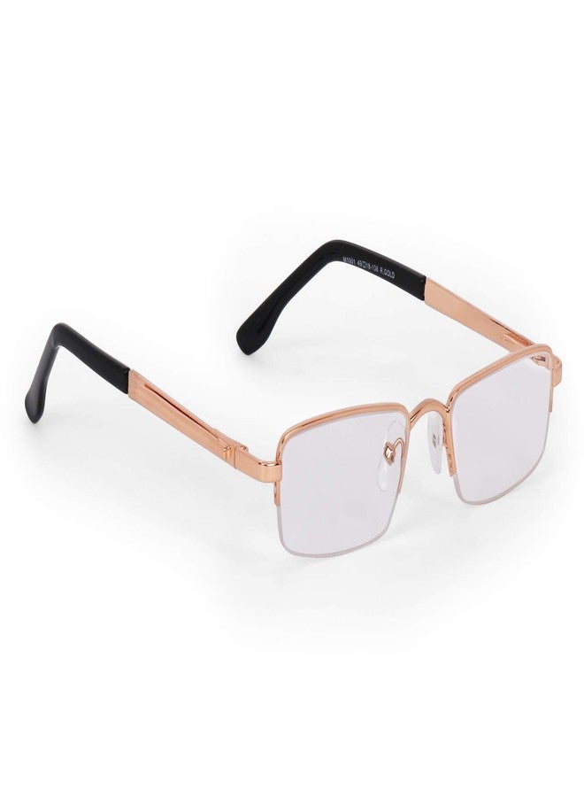 AEC MetalRead Rectangle Half Rim Power Reading Glasses With Pen Clip & Smart Carry Case (+2.50, Gold) - Image 5