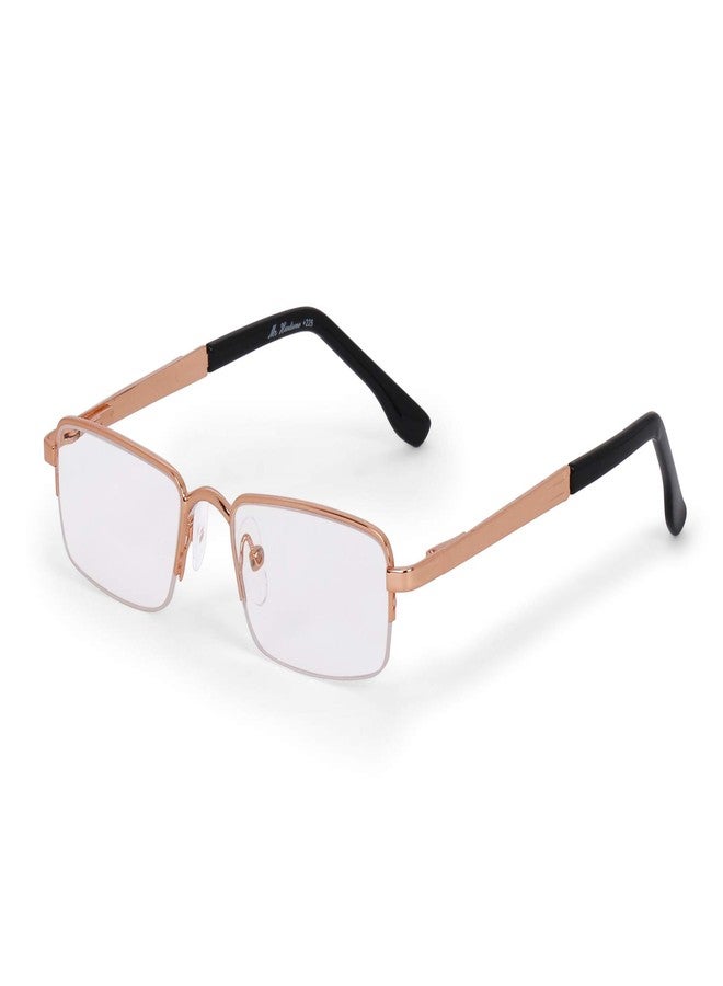 AEC MetalRead Rectangle Half Rim Power Reading Glasses With Pen Clip & Smart Carry Case (+2.50, Gold) - Image 1