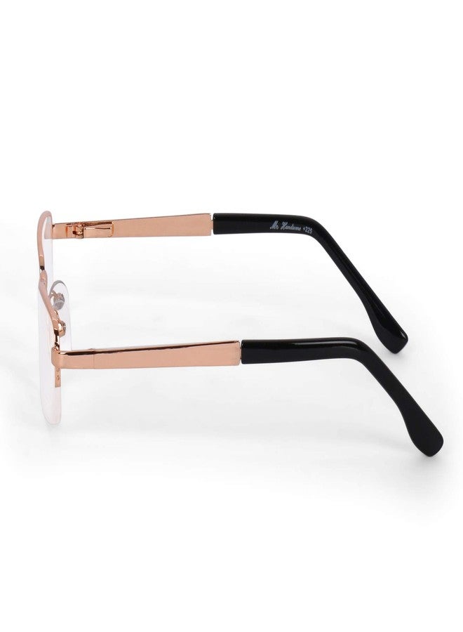 AEC MetalRead Rectangle Half Rim Power Reading Glasses With Pen Clip & Smart Carry Case (+2.50, Gold) - Image 4