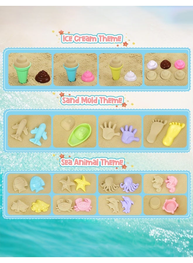 Beach Toys, Ice Cream Sand Toys for Toddlers, with Collapsible Bucket and Shovels for Kids with Bag, Travel Toys for Boys Baby Girls Age 3 4 5 6 7 8+ - Image 5