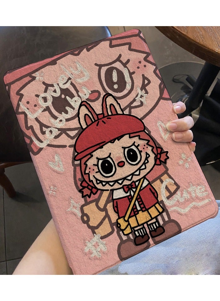 عام غطاء آيباد ميني 7 (8.3 إنش 2024) - بتصميم وردي بنقش لابوبو، غطاء أمامي رفيع من جلد PU مع إطار TPU مقاوم للصدمات وحامل متعدد الزوايا. - Image 2