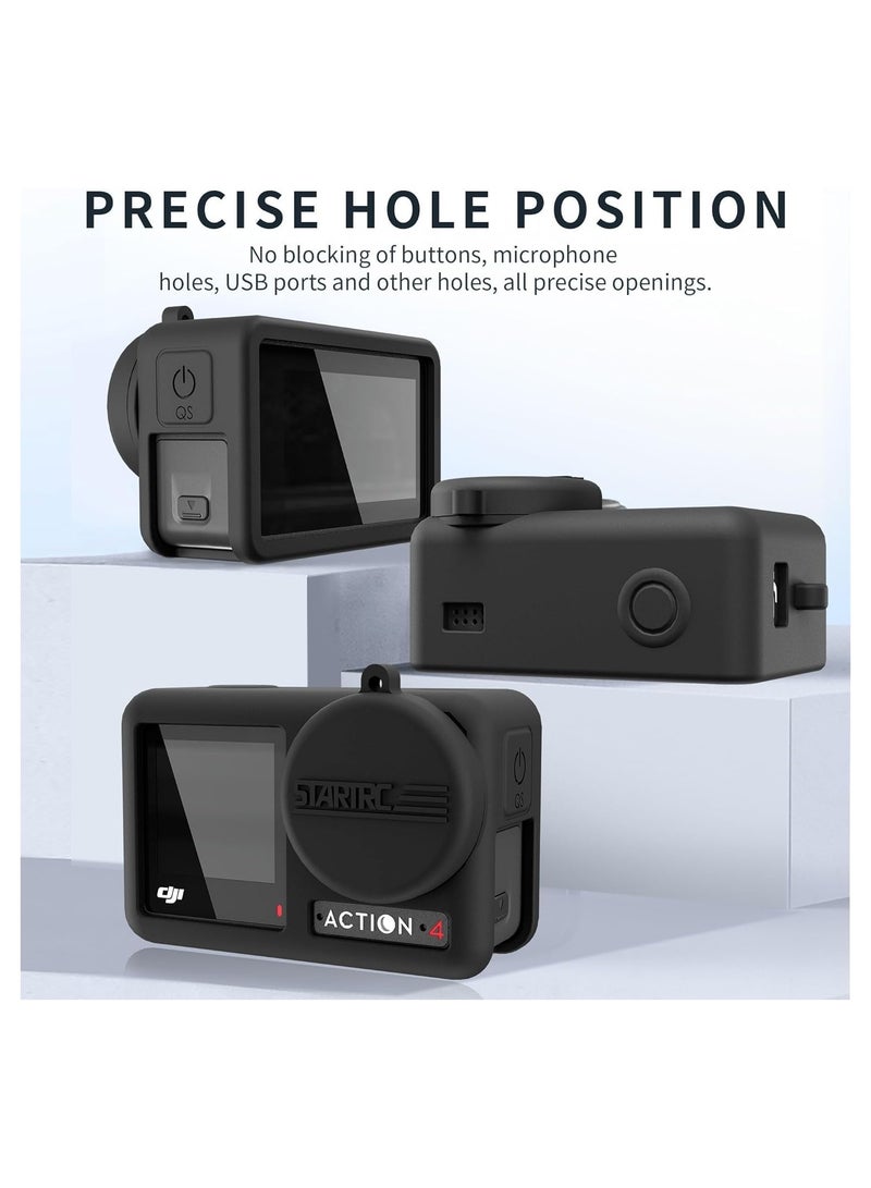 عام واقي عدسة كاميرا DJI Osmo Action 4 / Action 3 من السيليكون حافظة سيليكون أوزمو أكشن 3/4 ملحقات الكاميرا مع حبل - Image 3