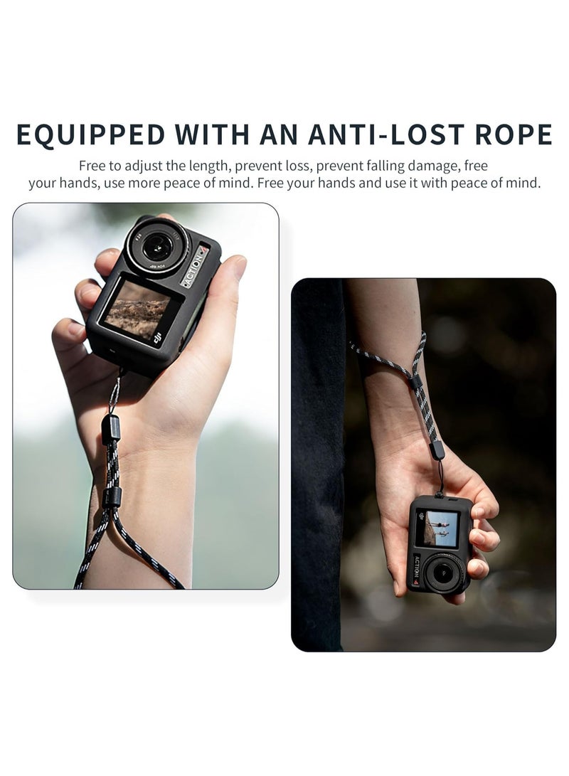 عام واقي عدسة كاميرا DJI Osmo Action 4 / Action 3 من السيليكون حافظة سيليكون أوزمو أكشن 3/4 ملحقات الكاميرا مع حبل - Image 4