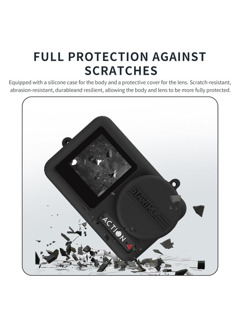 عام واقي عدسة كاميرا DJI Osmo Action 4 / Action 3 من السيليكون حافظة سيليكون أوزمو أكشن 3/4 ملحقات الكاميرا مع حبل - Image 2