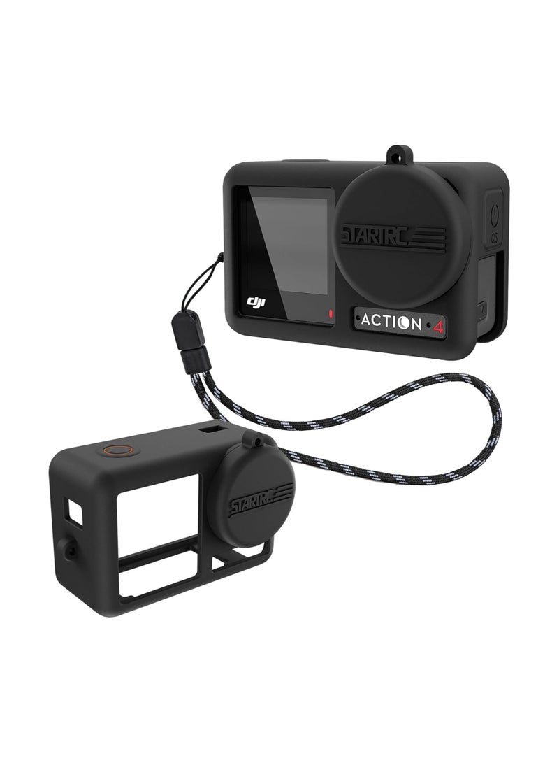 عام واقي عدسة كاميرا DJI Osmo Action 4 / Action 3 من السيليكون حافظة سيليكون أوزمو أكشن 3/4 ملحقات الكاميرا مع حبل - Image 1