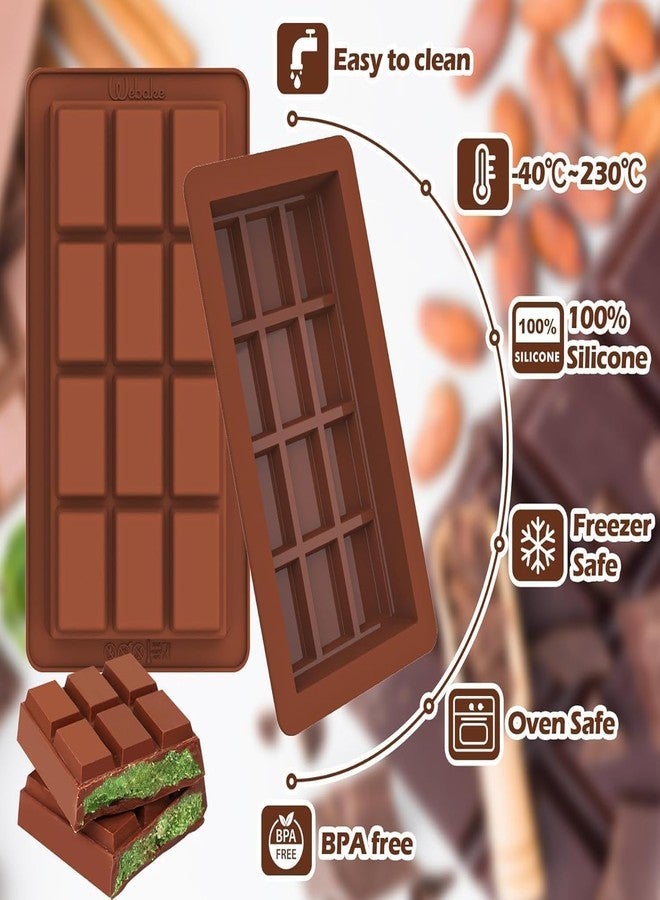 LEGACYCART 8 Slot Diamond, 10 Slot Square, 10 Slot Rectangle and 12 Slot Dubai Kunafa Silicone Mold Deep Square Break Apart Chocolate Bar for Pistachio DIY Ganache Caramel Treats for Kids (Pack of 4) - Image 3