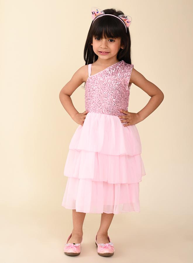 ليل بيكس فستان ليليبكس بطبقات بكتف واحد مزين بالترتر - Image 2