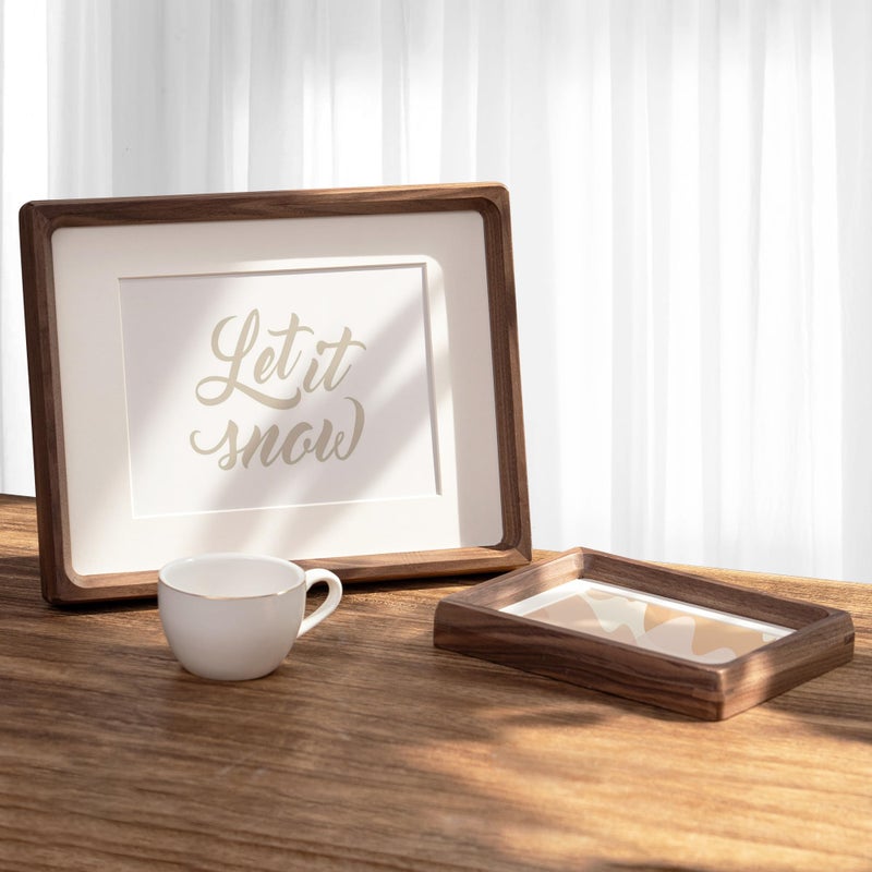 FLYJOE إطار صور FLYJOE مقاس 8x10، طقم من قطعتين، مصنوع من خشب الجوز الأمريكي، مع زجاج مقوى، زوايا دائرية مصنوعة يدويًا، إطار خشبي مقاس 8x10، مناسب لصور مقاس 5x7، للعرض على الحائط أو الطاولة - Image 4
