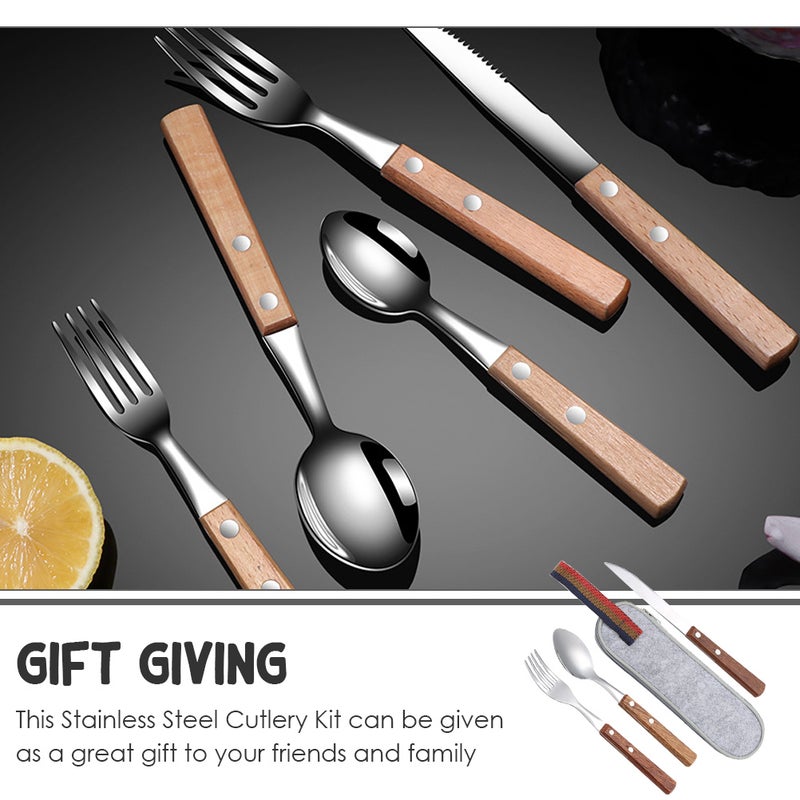 1 Set Camping Tableware Fork Cutter Spoon Set Steak Tableware Camping Flatware for Picnic - Image 3