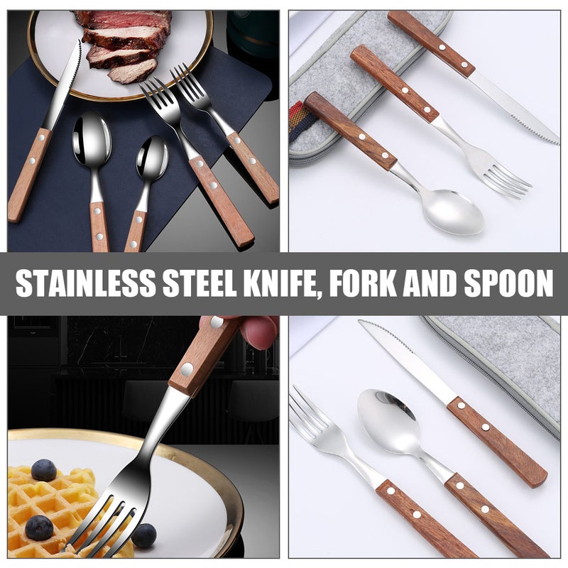 1 Set Camping Tableware Fork Cutter Spoon Set Steak Tableware Camping Flatware for Picnic - Image 4