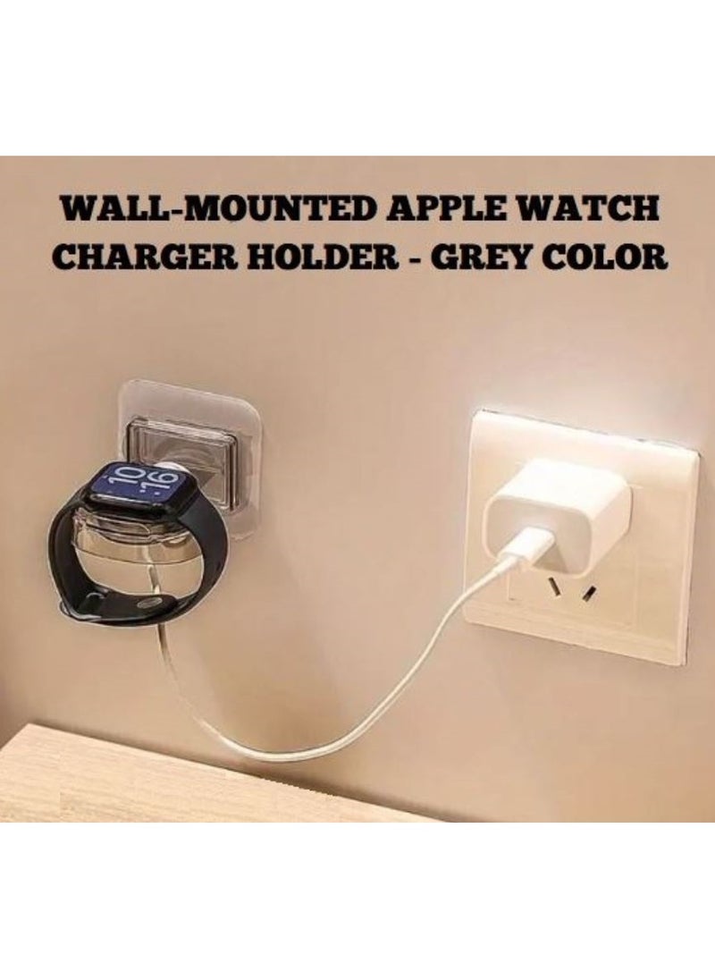 DECOR SOUQ Apple Watch Wall Mount Holder – Universal Charger Stand for All iWatch Models (Series 1 to 8, SE, Ultra) – No-Drill Installation with Heavy-Duty Self-Adhesive Sticker – Space-Saving Charging Dock for Bedroom, Bathroom, Office – Secure Magnetic Mount for Effortless Charging – Sleek, Modern Design – 3M VHB Adhesive Backing – Perfect for Home, Travel or Work – Hassle-Free Setup in Seconds – Strong Hold for Apple Watch Charger – Compact & Stylish Organizer – Compatible with All Apple Watch Bands – Anti-Slip Grip Technology – Easy-to-Clean Finish – Premium Gift for Apple Fans – Effortless Accessibility – Protect Your Watch from Falls – Seamless Compatibility with Magnetic Chargers– Trusted by Thousands – Upgrade Your Charging Routine – Modern Minimalist Aesthetic – Quick-Dry Adhesive for Instant Use – Maximize Countertop Space – Innovative Cord Management – Enhance Your Apple Ecosystem – Apple Watch Accessories - Sleek Grey Color  - Image 1