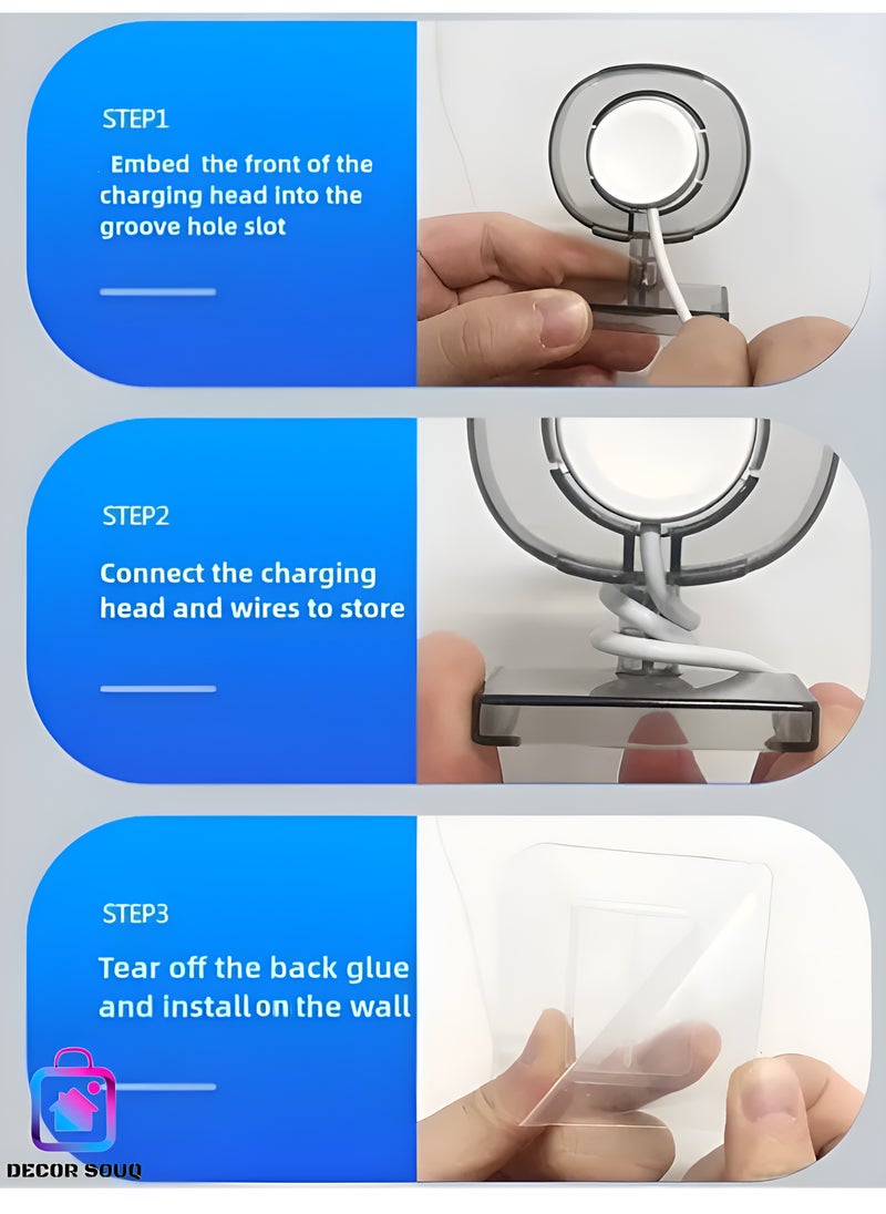 DECOR SOUQ Apple Watch Wall Mount Holder – Universal Charger Stand for All iWatch Models (Series 1 to 8, SE, Ultra) – No-Drill Installation with Heavy-Duty Self-Adhesive Sticker – Space-Saving Charging Dock for Bedroom, Bathroom, Office – Secure Magnetic Mount for Effortless Charging – Sleek, Modern Design – 3M VHB Adhesive Backing – Perfect for Home, Travel or Work – Hassle-Free Setup in Seconds – Strong Hold for Apple Watch Charger – Compact & Stylish Organizer – Compatible with All Apple Watch Bands – Anti-Slip Grip Technology – Easy-to-Clean Finish – Premium Gift for Apple Fans – Effortless Accessibility – Protect Your Watch from Falls – Seamless Compatibility with Magnetic Chargers– Trusted by Thousands – Upgrade Your Charging Routine – Modern Minimalist Aesthetic – Quick-Dry Adhesive for Instant Use – Maximize Countertop Space – Innovative Cord Management – Enhance Your Apple Ecosystem – Apple Watch Accessories - Sleek Grey Color  - Image 5