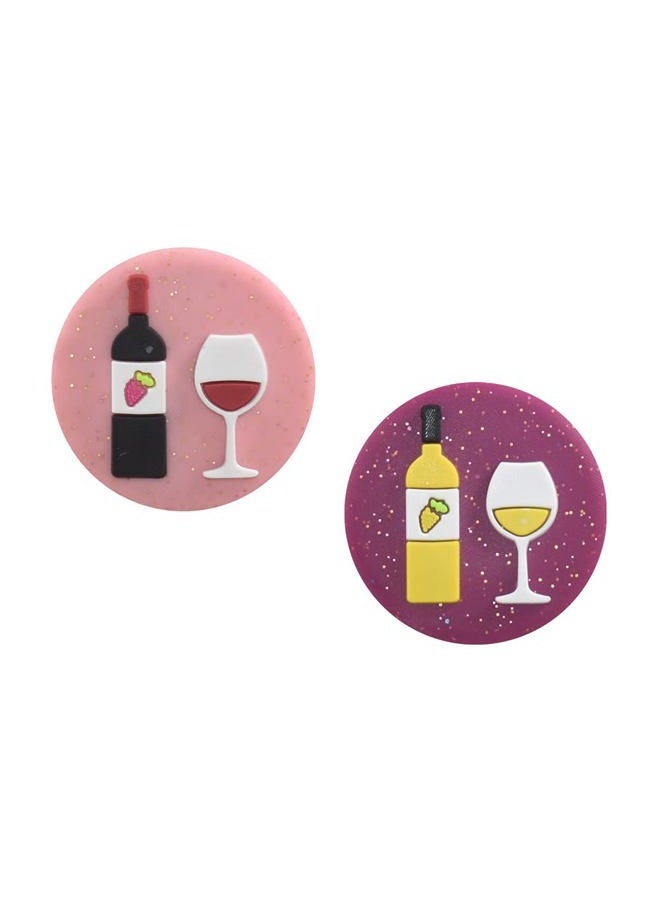 Racket Expressions Oversized Drink Themed Wine Tennis Racket Dampener Shock Absorber, Cute Tennis Dampeners for Rackets - 2 Sided Red and White Wine Vibration Dampeners - Fits All Racquets, Easy to Install - 2 Pack - Image 1