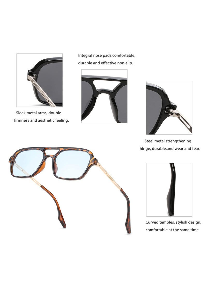 SOLARAE 3 Pc Vintage 70s Flat Aviator Sunglasses for Women Men, Retro Square Glasses UV400 Protection Shades - Image 5