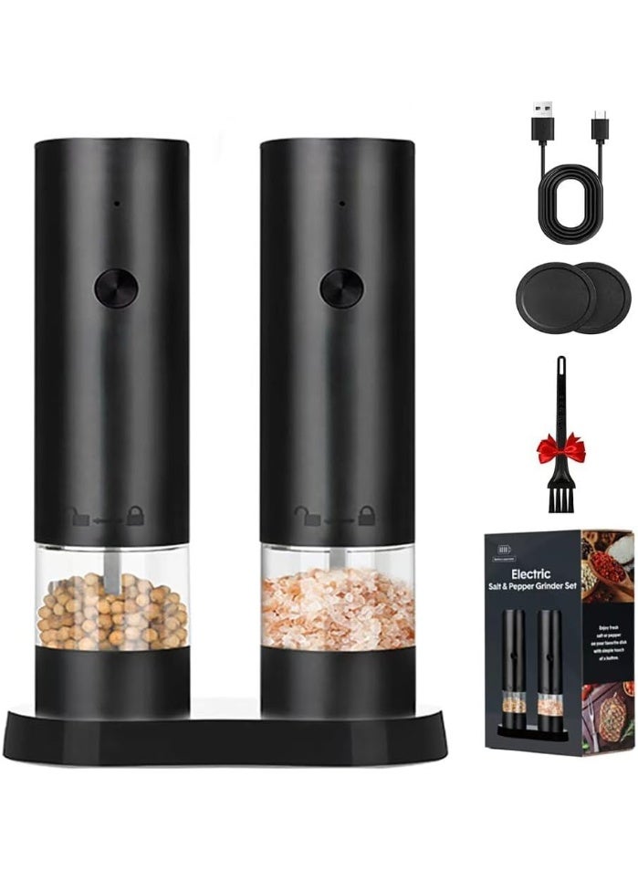 NIUB Electric Salt and Pepper Grinder Set, 2 Pack Automatic Ceramic Salt & Pepper Shaker Mills, External Adjustable Coarseness - Image 1