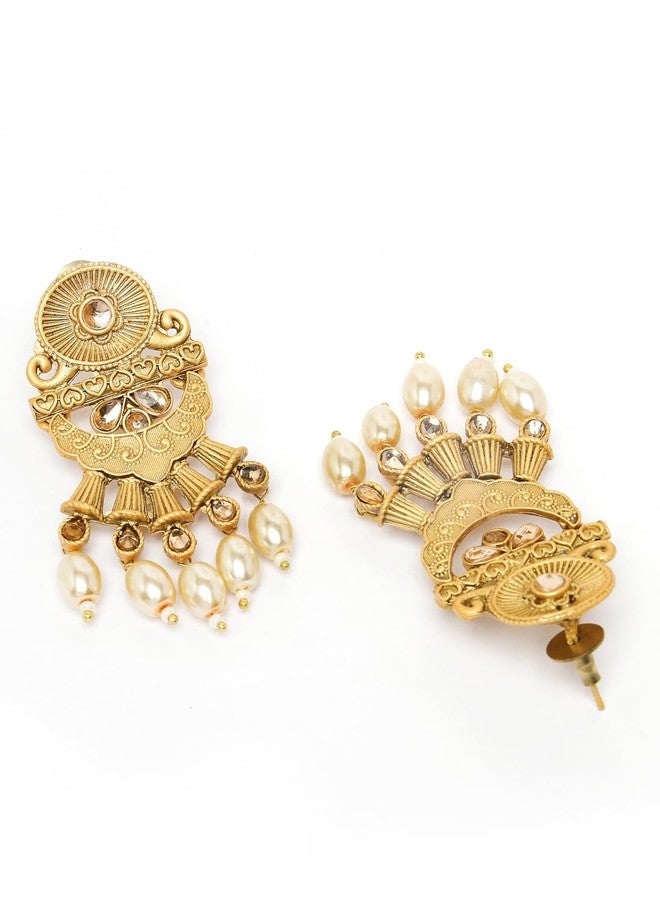 Adiva Gold-Plated Artificial Stones Pearl and Beads Temple Jewellery Set for Women, Traditional Stylish Jewellery Set for Women Party, Wedding, Bridal, Occasion, Festive - Image 4