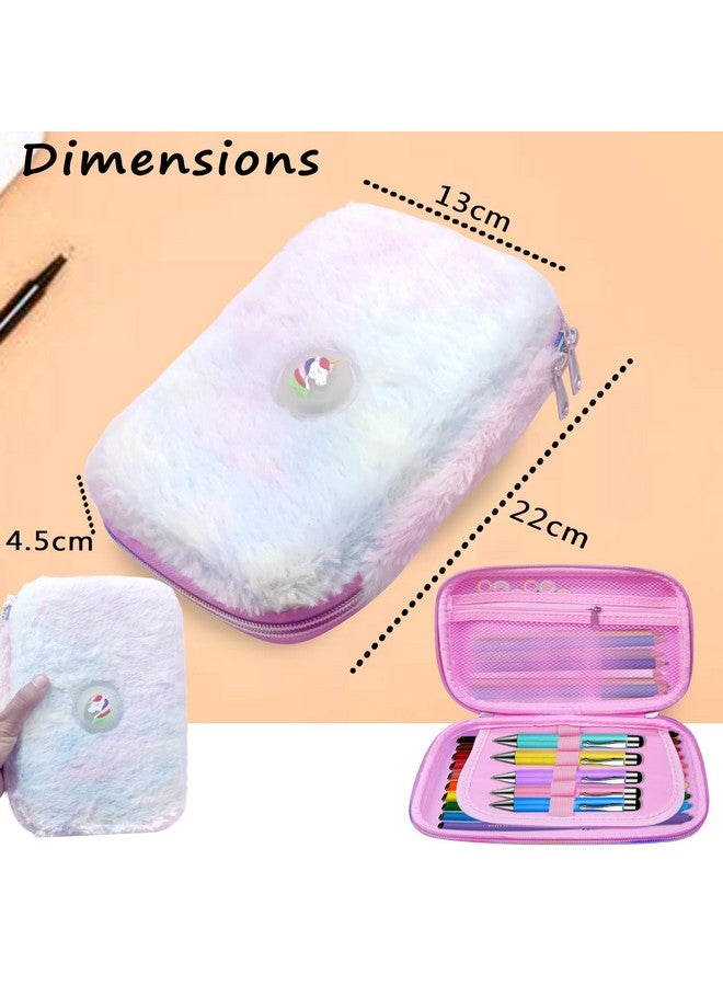 فنبلاست حقيبة فن بلاست يونيكورن للبنات - حقيبة متعددة الأغراض بسحاب مع إضاءة - حافظة أقلام من الفرو للبنات، صندوق أقلام يونيكورن للأطفال، حقيبة منظم أدوات مكتبية، هدية عيد ميلاد للبنات (متعددة الألوان) - Image 2