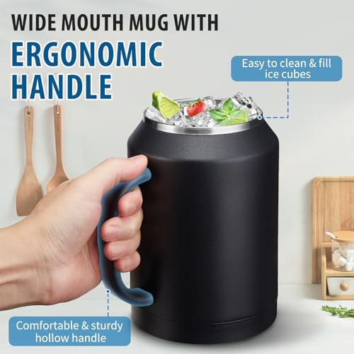 VICKNIY 50 oz Mug Tumbler with Handle and Straw - 2-in-1 Lid, Silicone Water Bottle Boot, Stainless Steel Coffee Mugs, Double Wall Insulated Water Cup Keep Cold-36H Hot-24H, 50oz Large Tumbler Jug - Image 4
