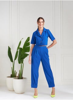 Athena Lapel Collar Crop Top & Trousers Co-Ords  - Image 1
