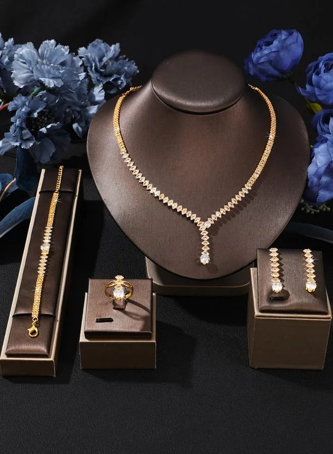 Take Two Take Two Embellished Necklace, Bracelet, Ring and Earrings Jewelry Set