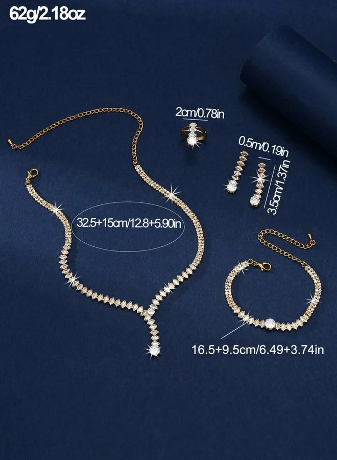 Take Two Take Two Embellished Necklace, Bracelet, Ring and Earrings Jewelry Set