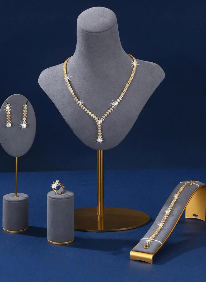 Take Two Take Two Embellished Necklace, Bracelet, Ring and Earrings Jewelry Set