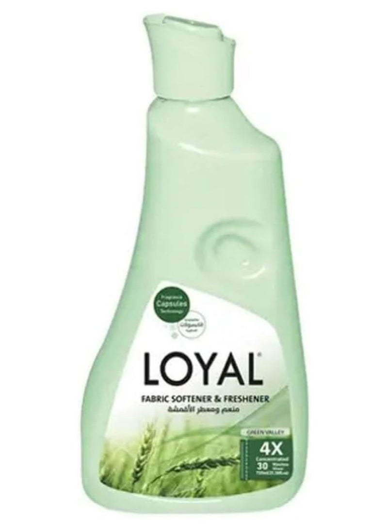 Loyal Fabric Softener & Freshener Concentrated, Green Valley, 30 Washes 750ml - Image 1