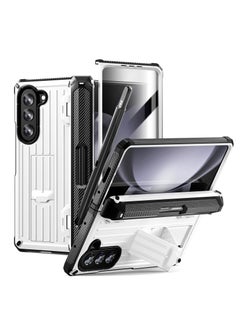 KASTWAVE Case for Galaxy Z Fold 5 Case, Rugged Case with Built-in Screen Protector & Hinge Protection & Pen Holder & Kickstand, Support Wireless Charging (White)  - Image 1
