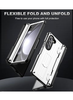 KASTWAVE Case for Galaxy Z Fold 5 Case, Rugged Case with Built-in Screen Protector & Hinge Protection & Pen Holder & Kickstand, Support Wireless Charging (White)  - Image 2