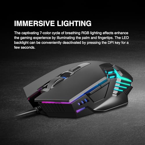 GAMDIAS Aura GS4 Multicolor Gaming Mouse, 6 Multi-Functional Keys, 3600-DPI Optical Sensor, Advanced Ergonomic Design - Image 5