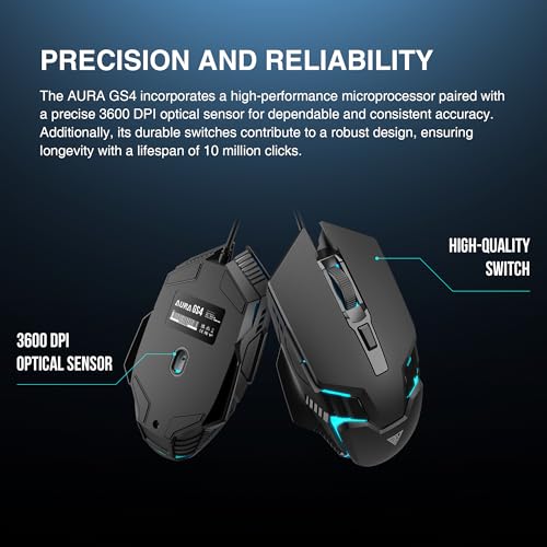 GAMDIAS Aura GS4 Multicolor Gaming Mouse, 6 Multi-Functional Keys, 3600-DPI Optical Sensor, Advanced Ergonomic Design - Image 4