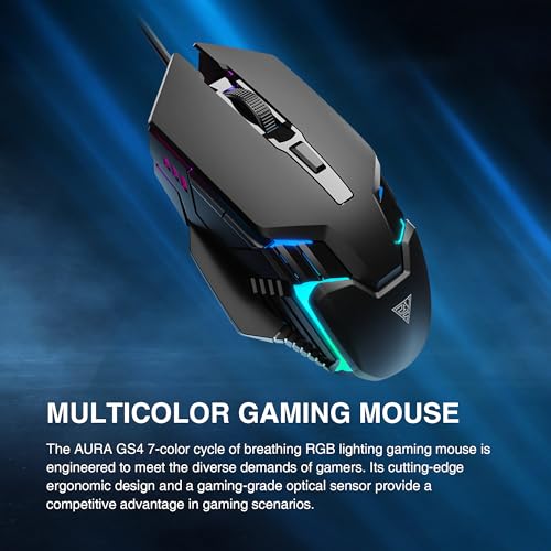 GAMDIAS Aura GS4 Multicolor Gaming Mouse, 6 Multi-Functional Keys, 3600-DPI Optical Sensor, Advanced Ergonomic Design - Image 2