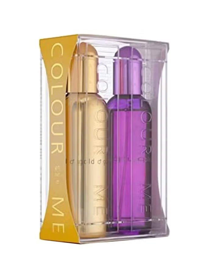 كولور مي طقم عطر جولد للرجال و بيربل النساء