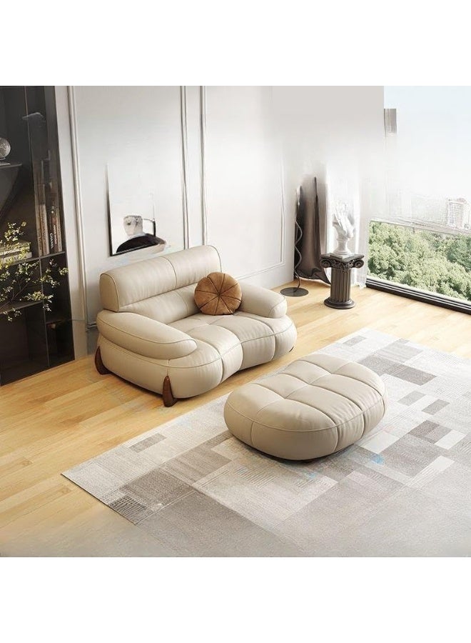Comfynest Modern Faux Leather Sofa with Recessed Arm and Sewn Pillow Back  - Image 1