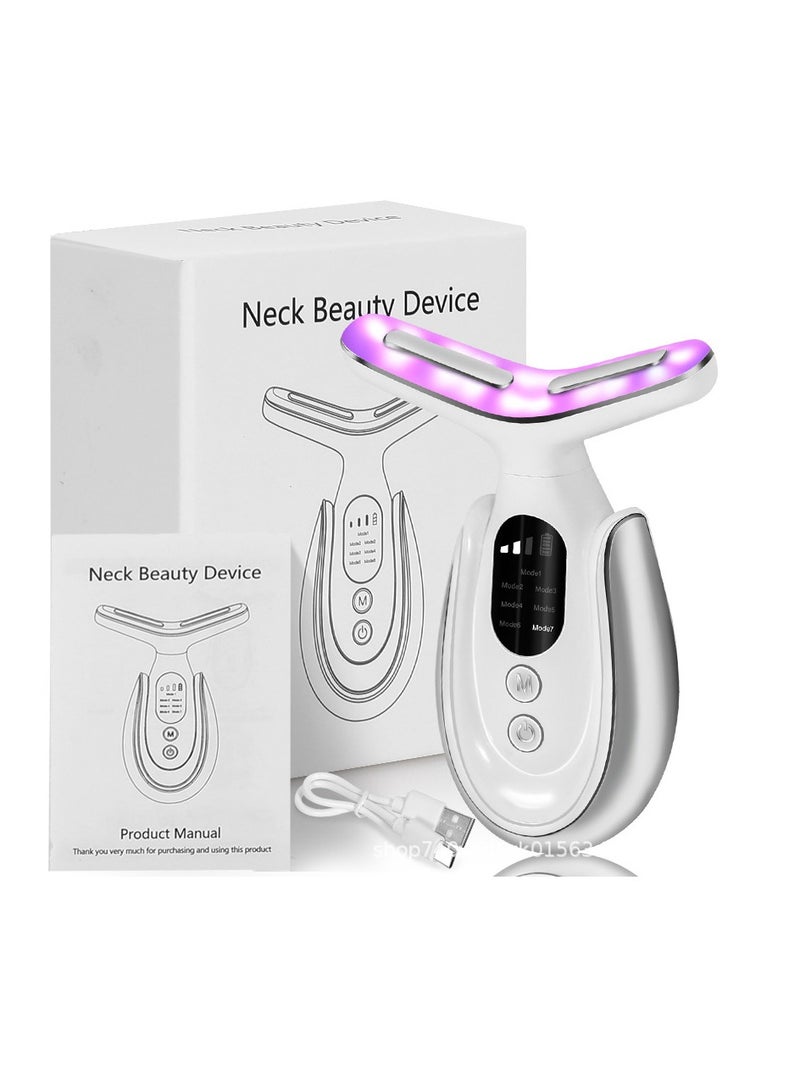 general Electric Massager - 7 Color Facial Massager Device+3 Intensity Adjustment,Neck Face Beauty Device with Vibrating,Warming Function, Neck Face Massager for Enhanced Face,White - Image 2