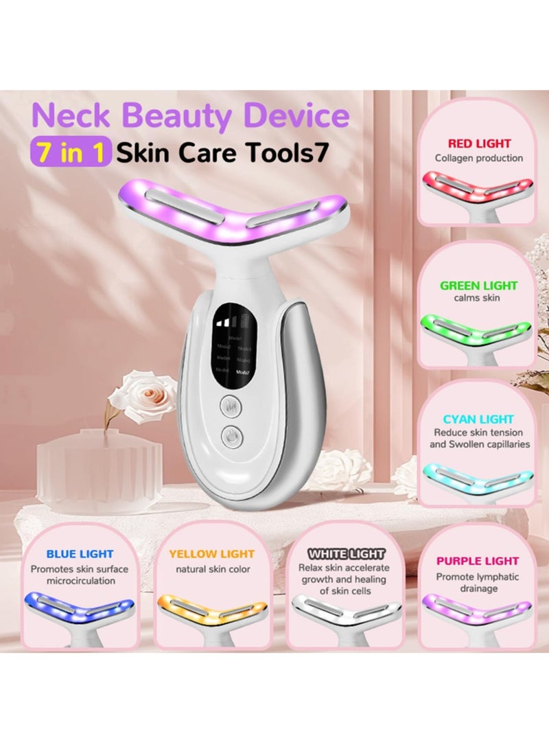 general Electric Massager - 7 Color Facial Massager Device+3 Intensity Adjustment,Neck Face Beauty Device with Vibrating,Warming Function, Neck Face Massager for Enhanced Face,White - Image 3