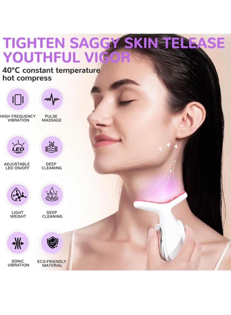 general Electric Massager - 7 Color Facial Massager Device+3 Intensity Adjustment,Neck Face Beauty Device with Vibrating,Warming Function, Neck Face Massager for Enhanced Face,White - Image 4