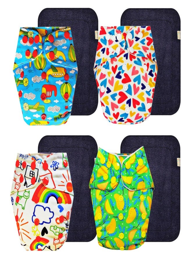 Dumbledo Premium Cloth Diaper with Gray Insert (Pack of 4) | Dry Feel and Comfortable | Reusable & Washable | Quick Dry | Trusted by Moms | 3 Months - 3 Years | Unisex Baby - Image 1